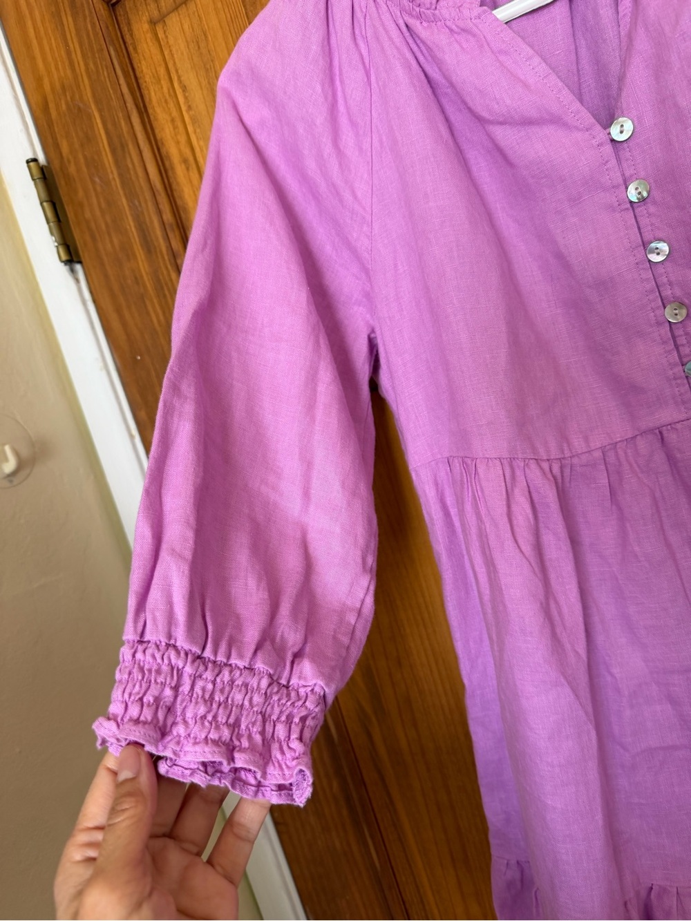 J. Jill 100% Linen Purple Tiered Dress - Picture 3 of 9